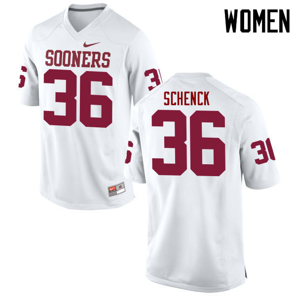 Women Oklahoma Sooners #36 Josh Schenck College Football Jerseys Game-White